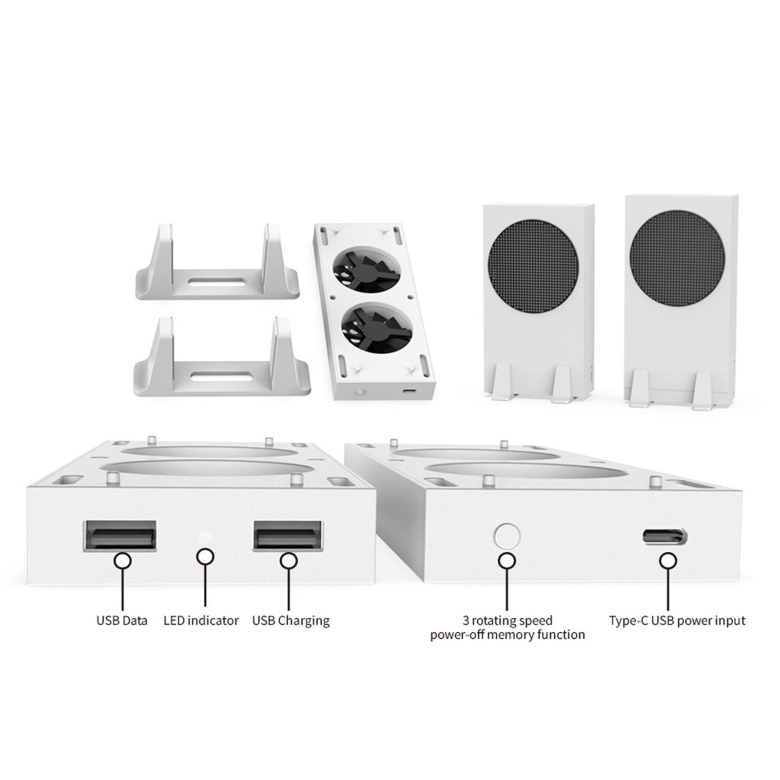 Vertical Stand for   Series S Console w/ 2 Cooling Fan Adjustable Cooler