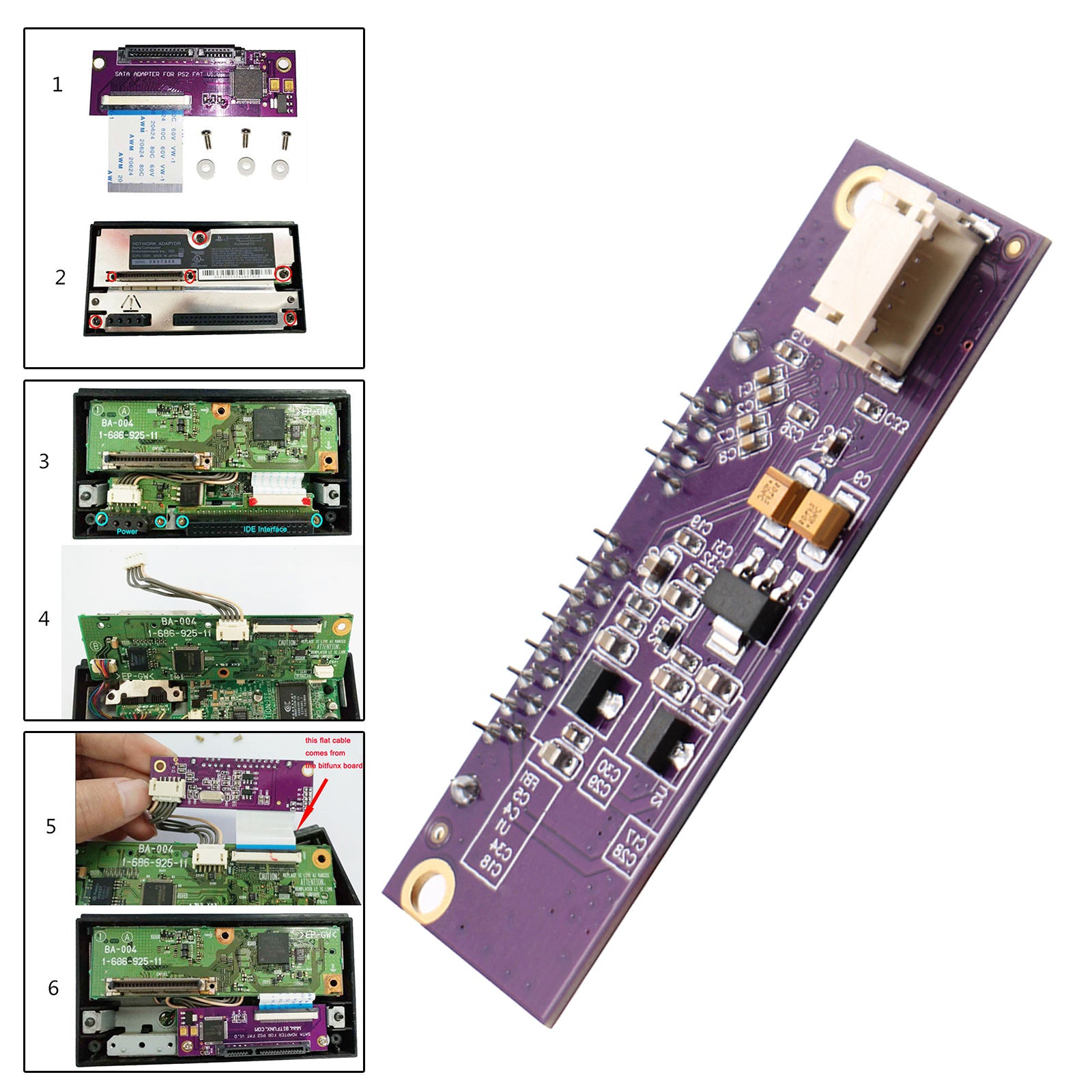 SATA Adapter Adaptor Board for PS2 Gaming Purple Professional