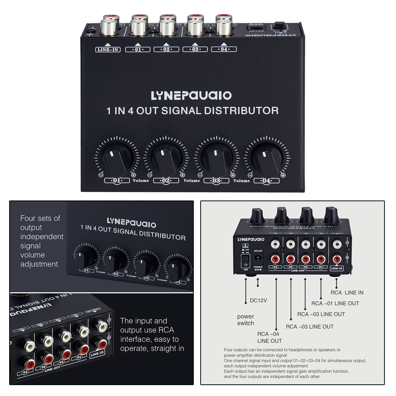 Signal Amplifier 1 In 4 Out Distributor No Loss Aluminum Case Premium Sturdy