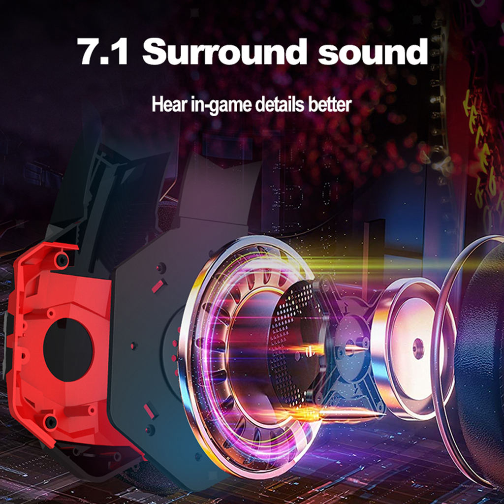 Surround Sound Gaming Headset with Noise Cancelling Mic Volume Control Red