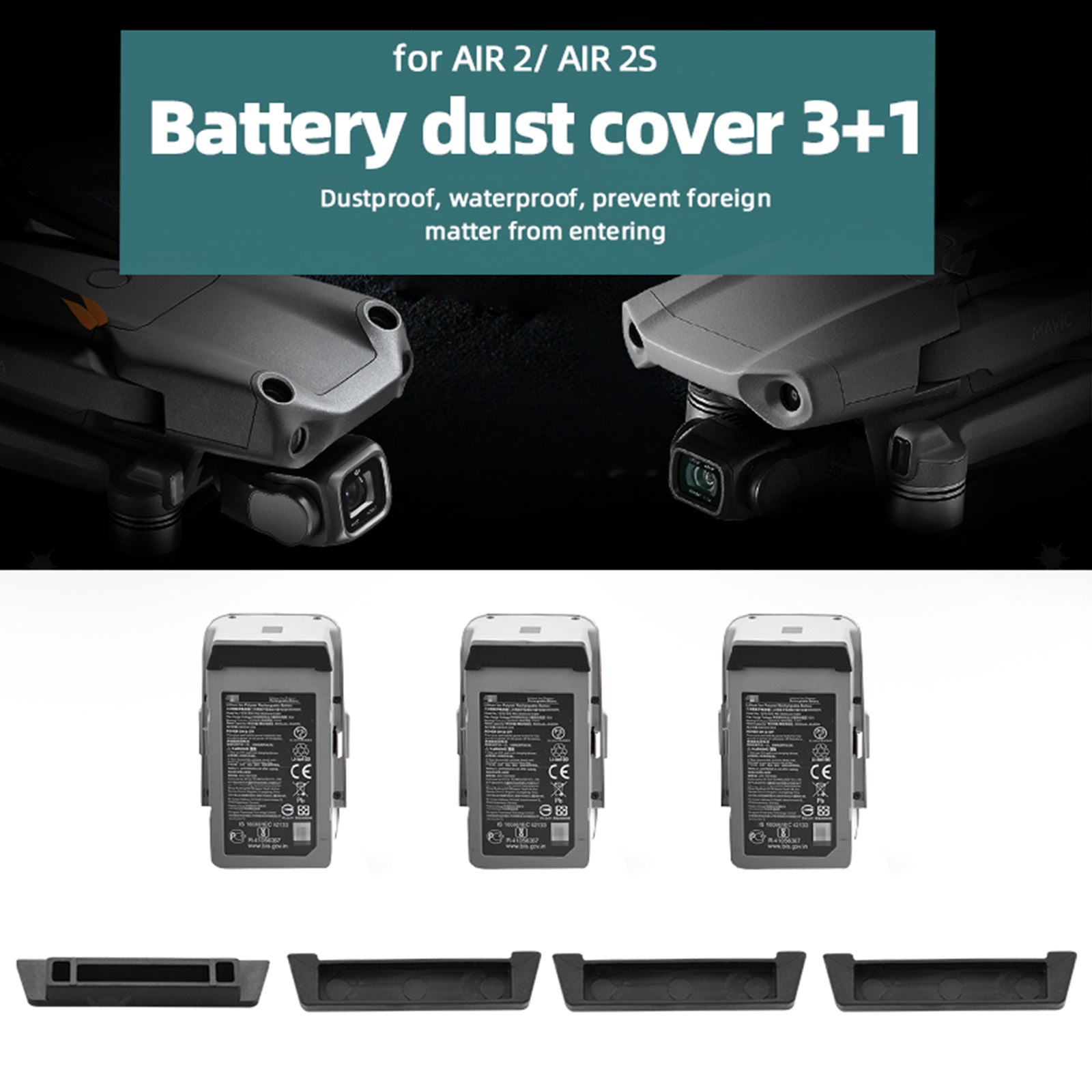 4 Pieces Battery Port Dustproof Plug Cover for Mavic Air 2S