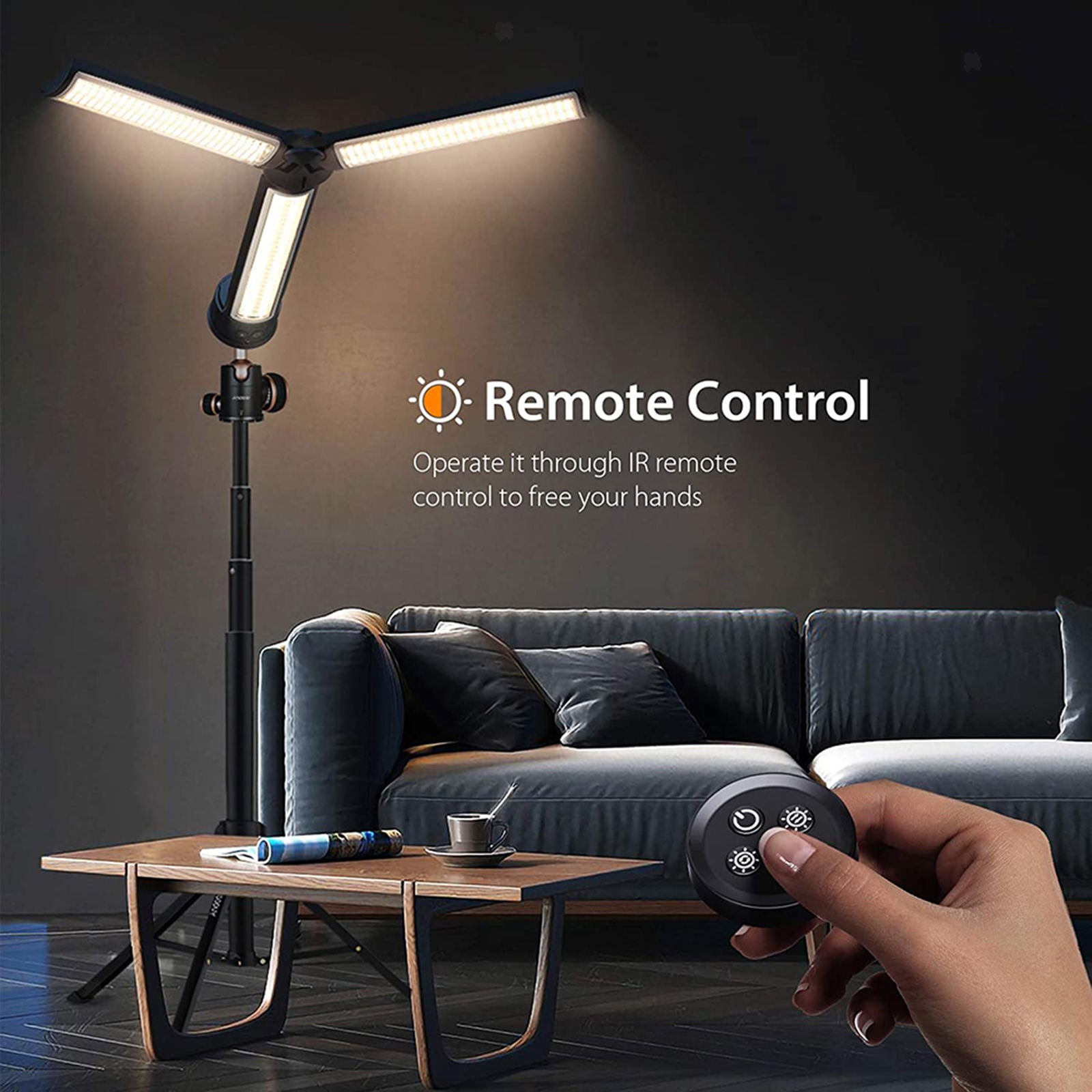 Foldable LED Selfie Light Monopod Fill Light 90 Degree Adjustable Dimmable