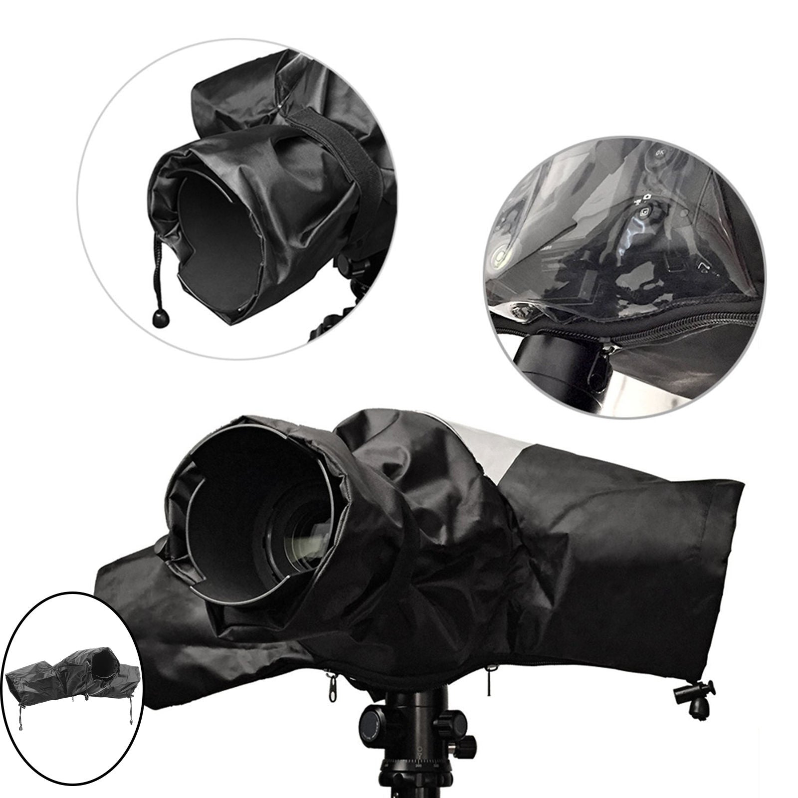 Camera Rain Cover W/ Zipper for Digital DSLR Medium and Telephoto Lens