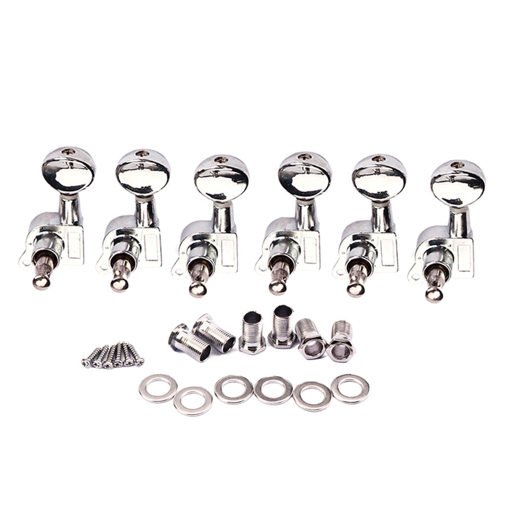 6Pcs Acoustic Guitar Tuning Pegs Machine Heads Tuning Keys Tuners 6R Chrome