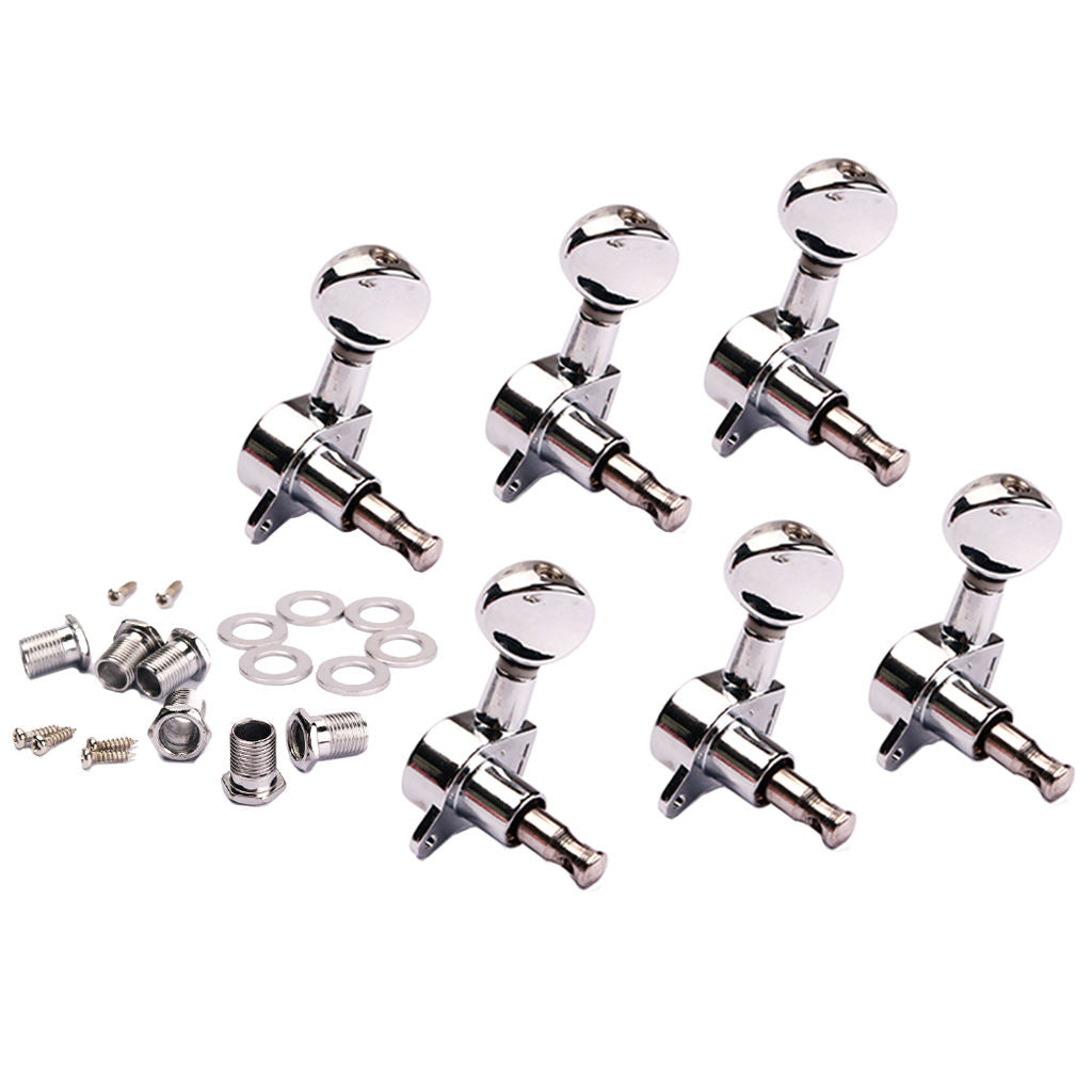 6Pcs Acoustic Guitar Tuning Pegs Machine Heads Tuning Keys Tuners 6R Chrome