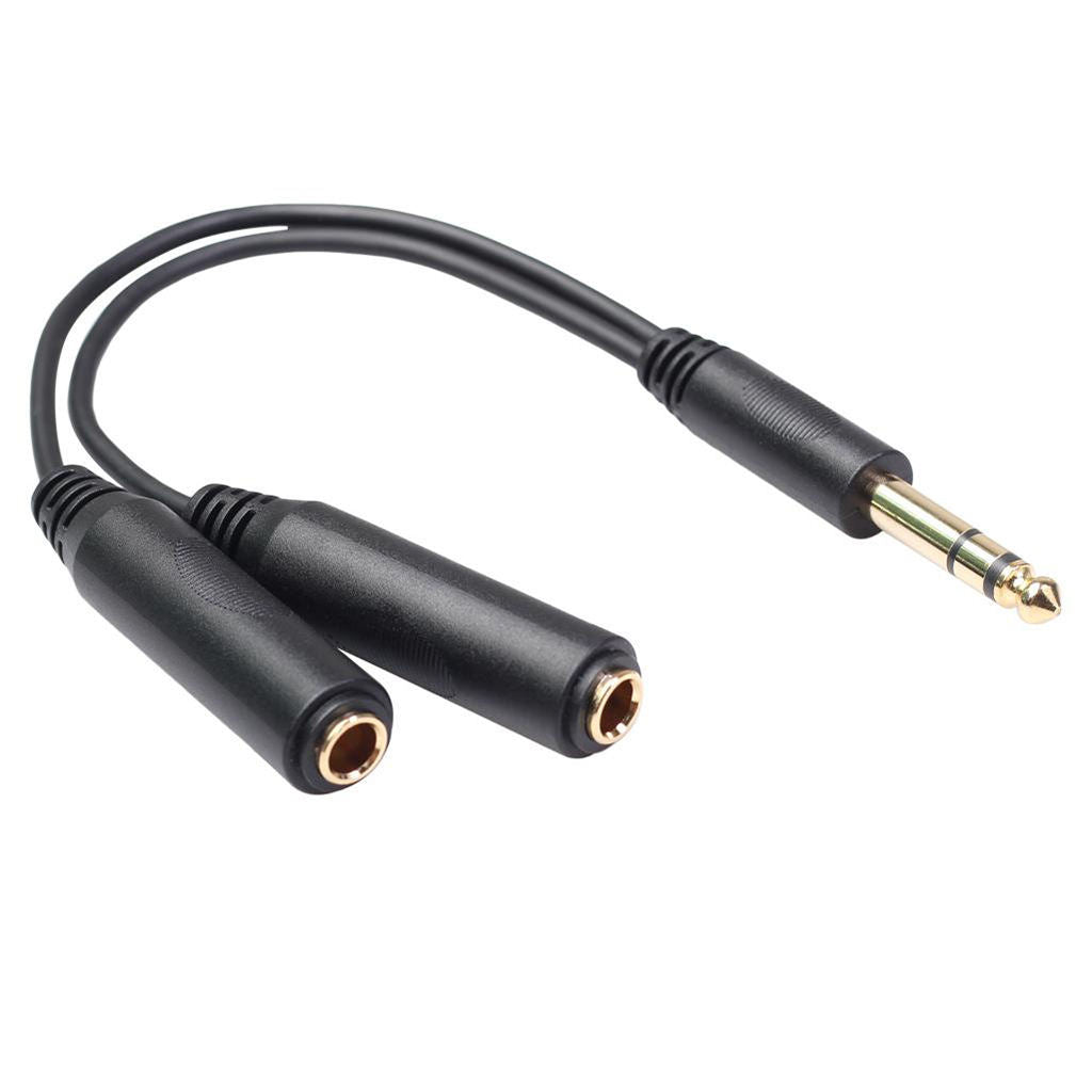 6.35 1/4" inch Stereo 1 Male to Dual 1/4" Female Y Splitter Audio Cable New