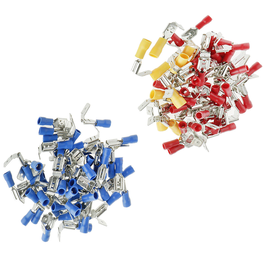 Assortment of 100Pieces Electric Wire Terminals Insulated Gripper