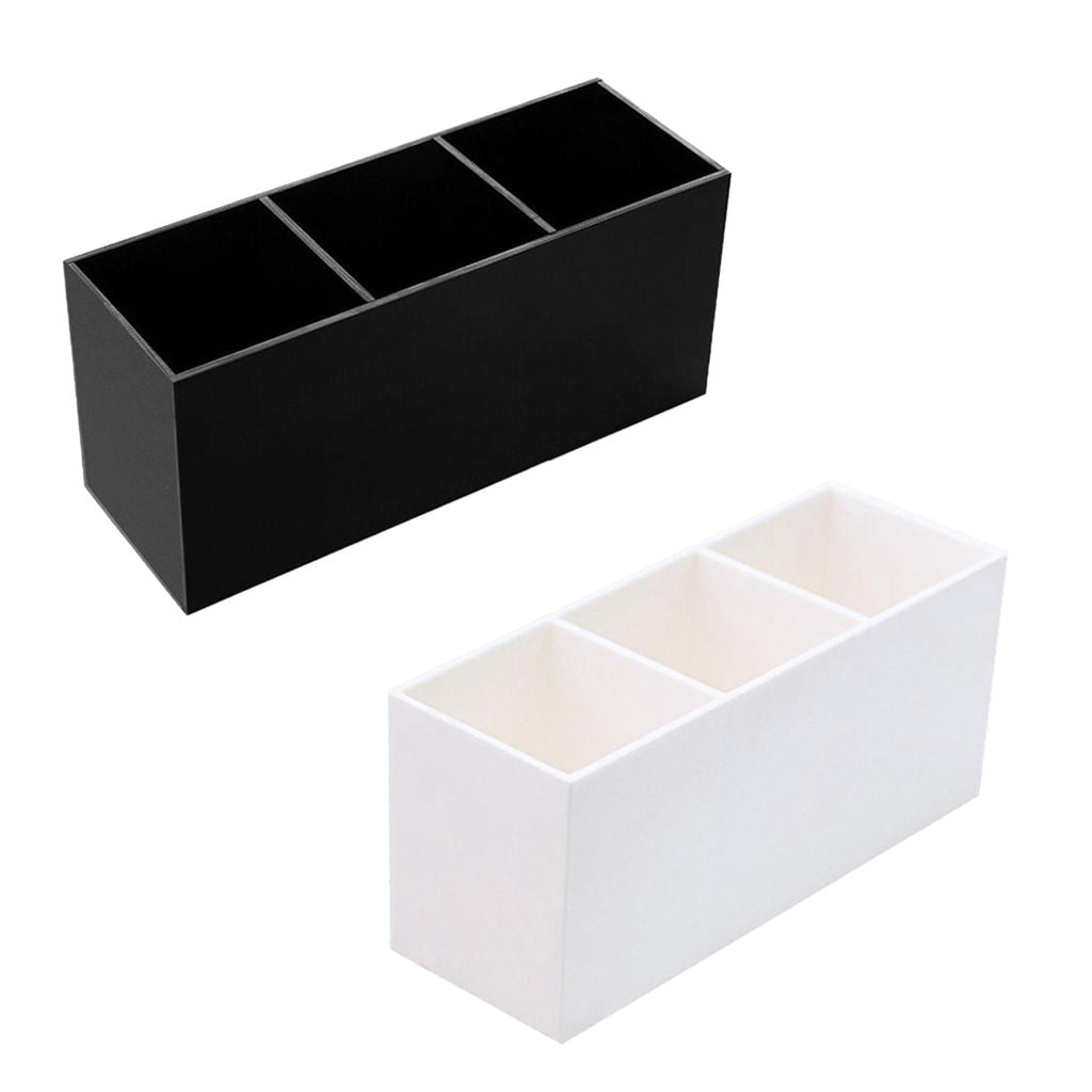 Makeup Brush Eyebow Set Case 3 Slot Rectanglar Cosmetic Organizer 2Pcs