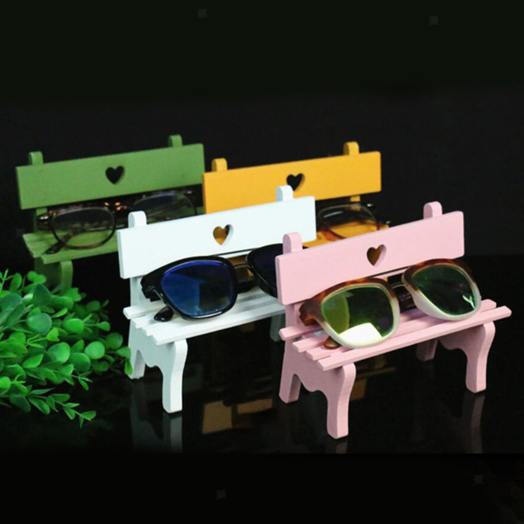 Pack of 2 Wooden Bench Sunglasses Holder Display Retail Office Desk Dressers