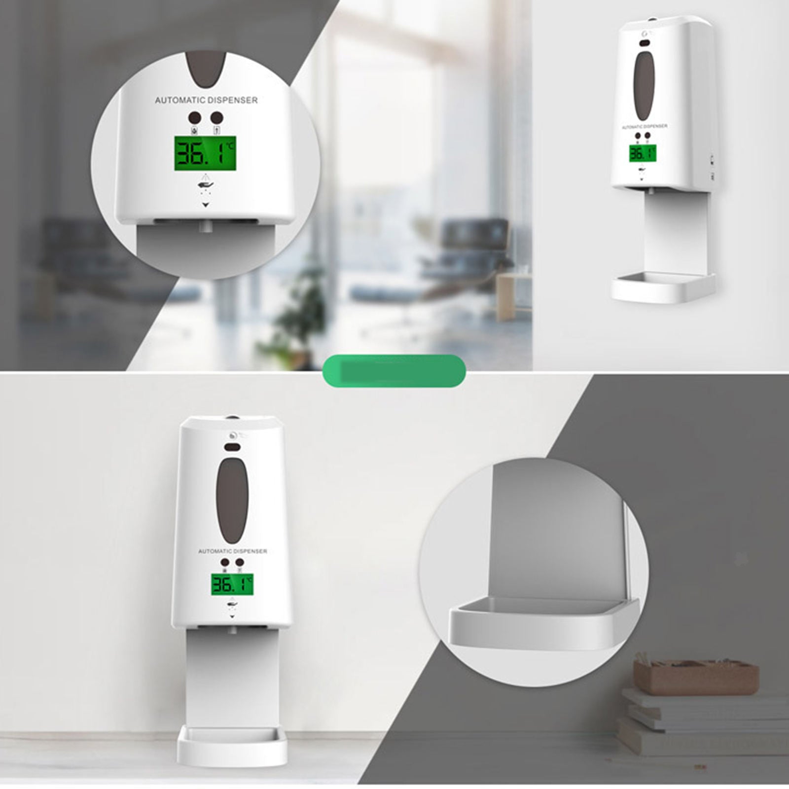 Infrared Wall Mounted Thermometer w/ Soap Dispenser Professional for Office