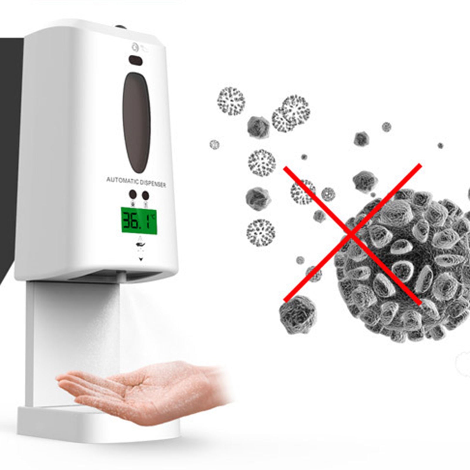Infrared Wall Mounted Thermometer w/ Soap Dispenser Professional for Office