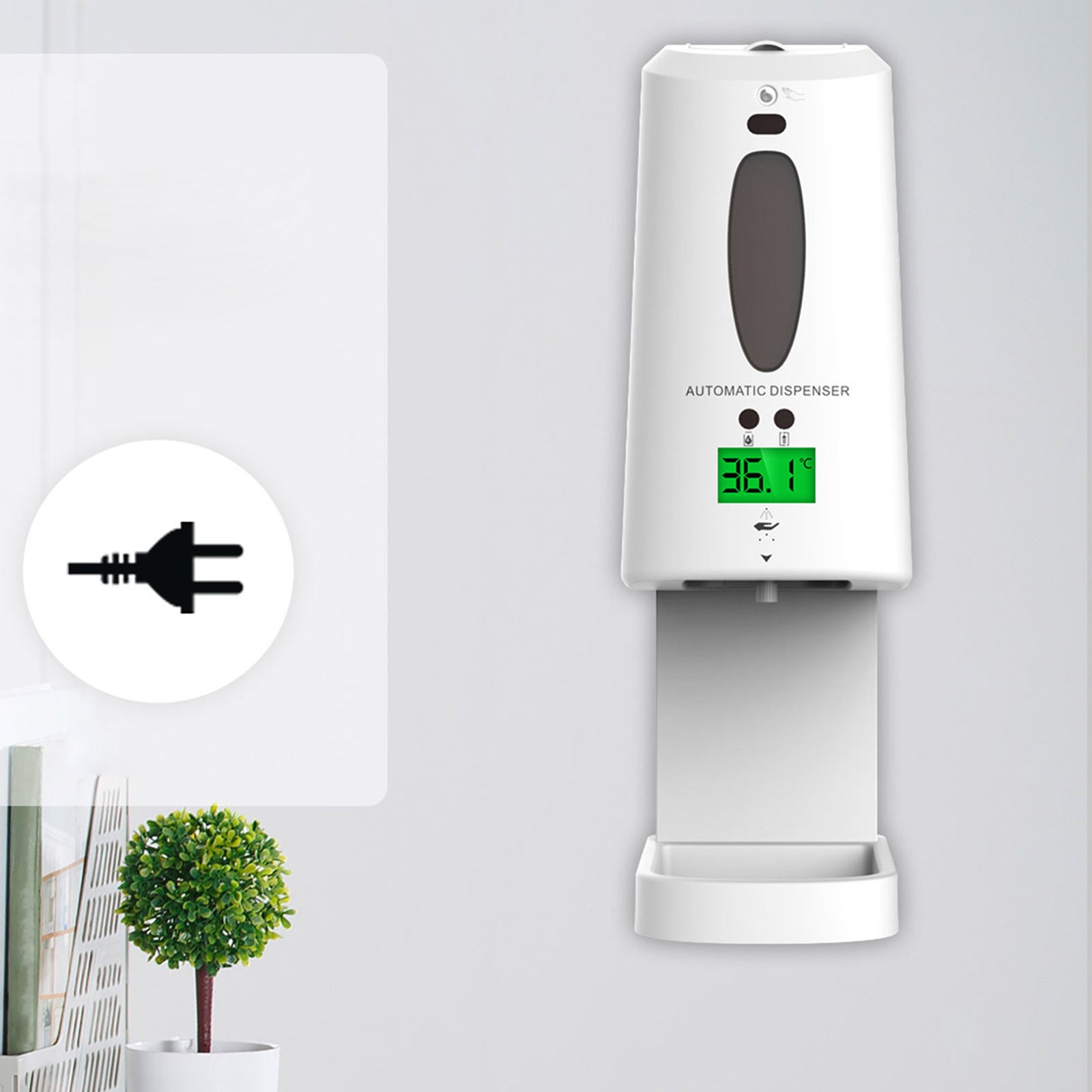 Infrared Wall Mounted Thermometer w/ Soap Dispenser Professional for Office