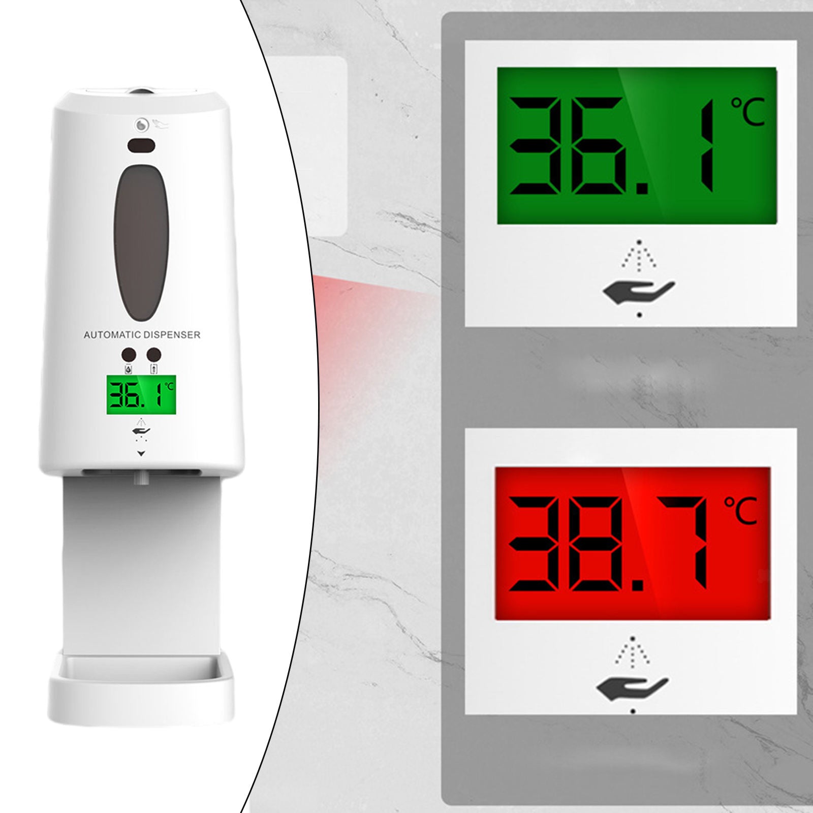 Infrared Wall Mounted Thermometer w/ Soap Dispenser Professional for Office