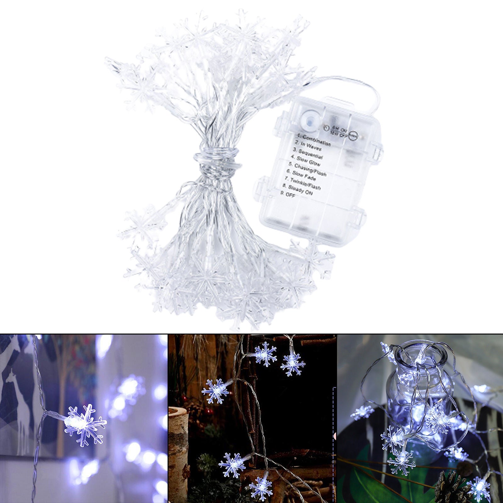 Snowflake Fairy Lights Decorative Garden Party Event Flash String LEDs Light