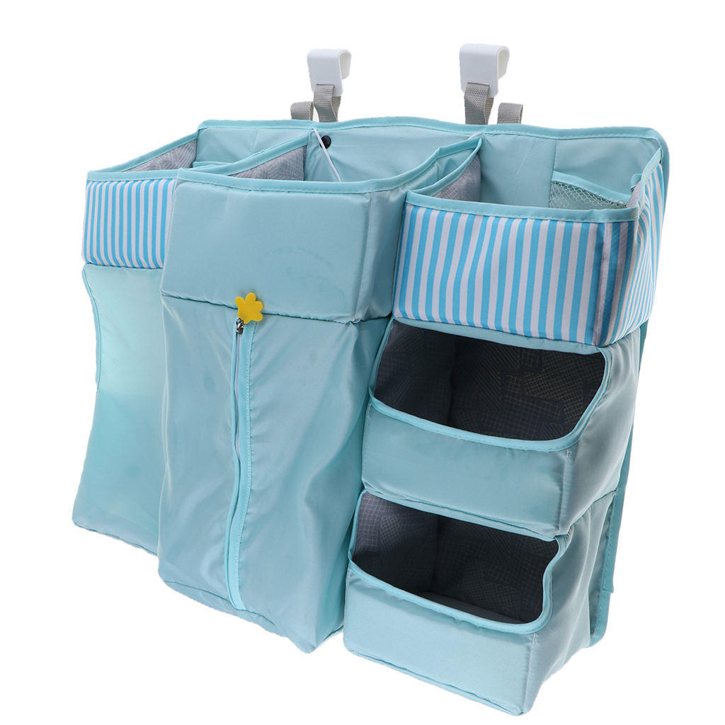 Headboard Organizer with Multifunctional Hanger for Newborn Babies - Blue