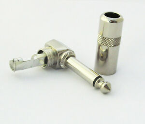 5pcs 1/4" 6.35mm MONO Metal Plug Angle Audio connector 3053