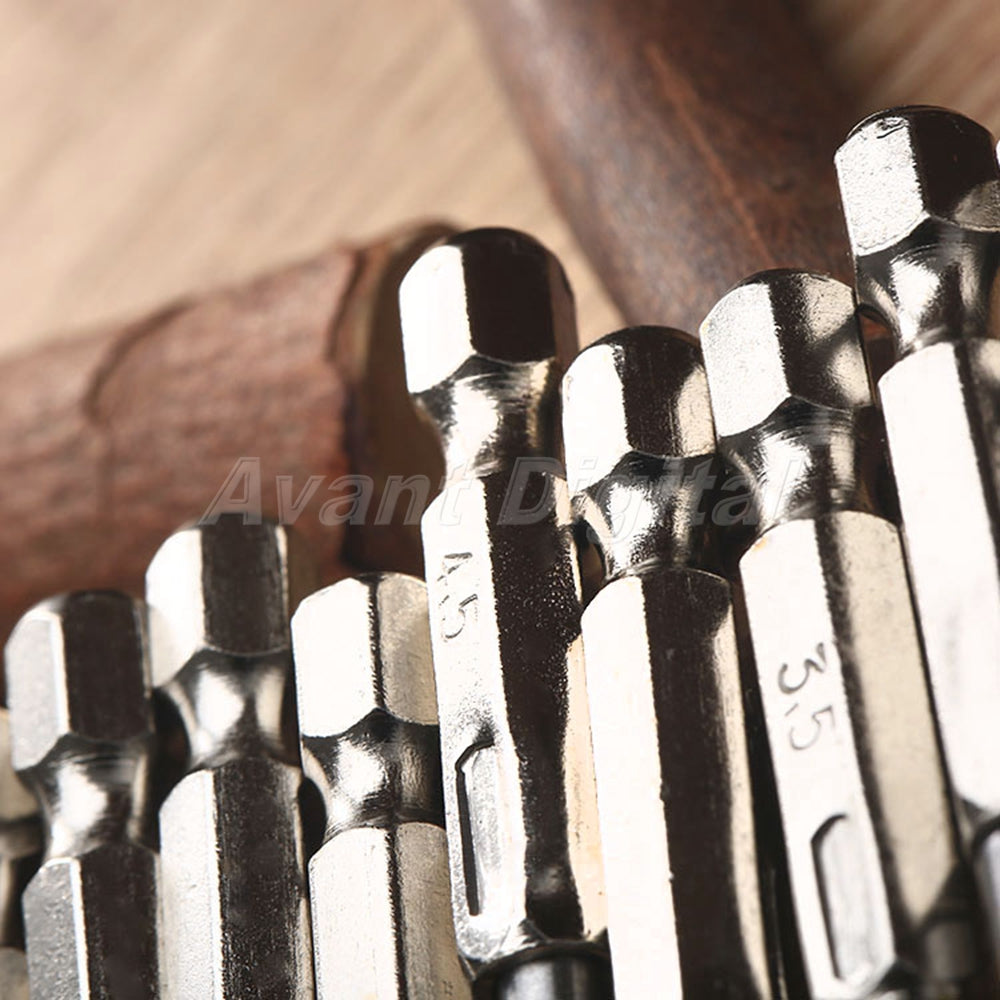 13pcs 1.5-6.5mm HSS Titanium Coated 1/4" Hex Shank High Speed Steel Drill Bits