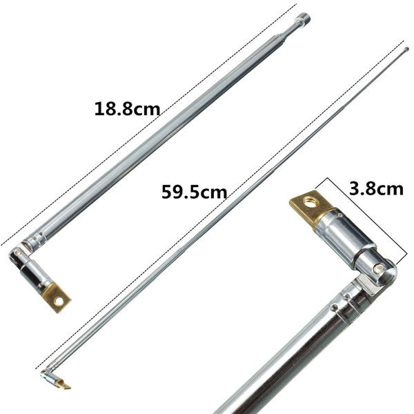 Full-Channel AM FM Radio Telescopic Antenna Replacement 63cm Length 4 Sections