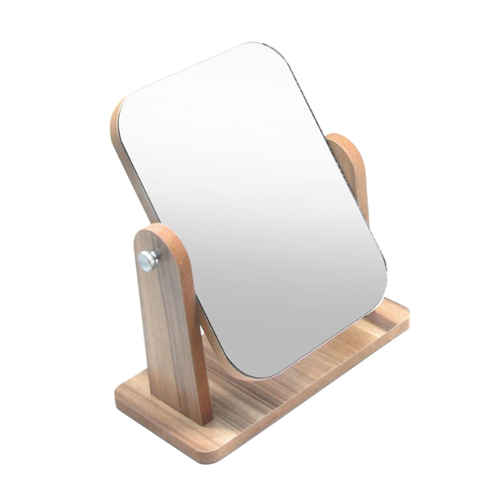 2Pcs Desktop HD Makeup Mirror w/ Wood Frame Free-Standing Large/Medium Size