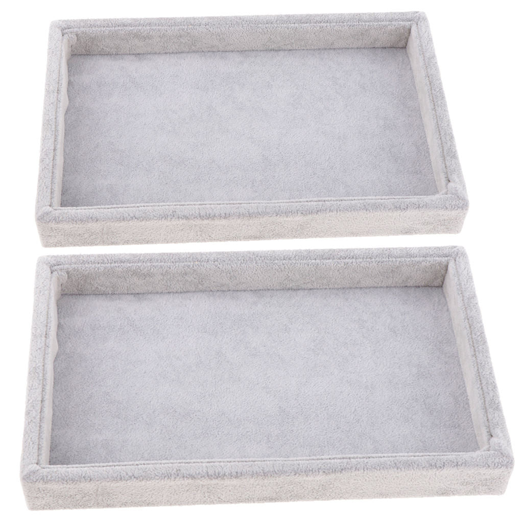 2 Grey Velvet Necklace Bracelet Earring Anklet Jewelry Display Tray Case