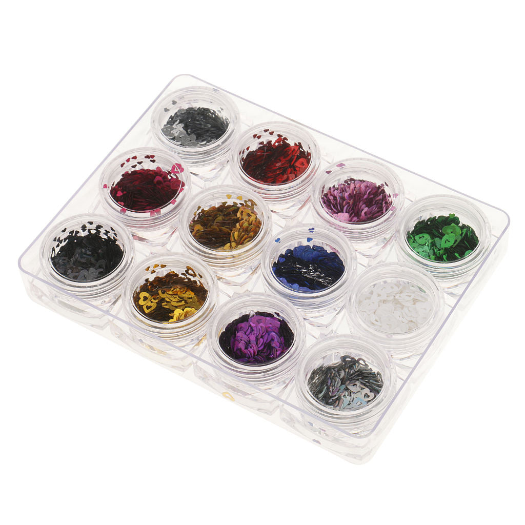 Lot Nail Art Decals Decoration Glitter Tips Sequins Stickers DIY Heart