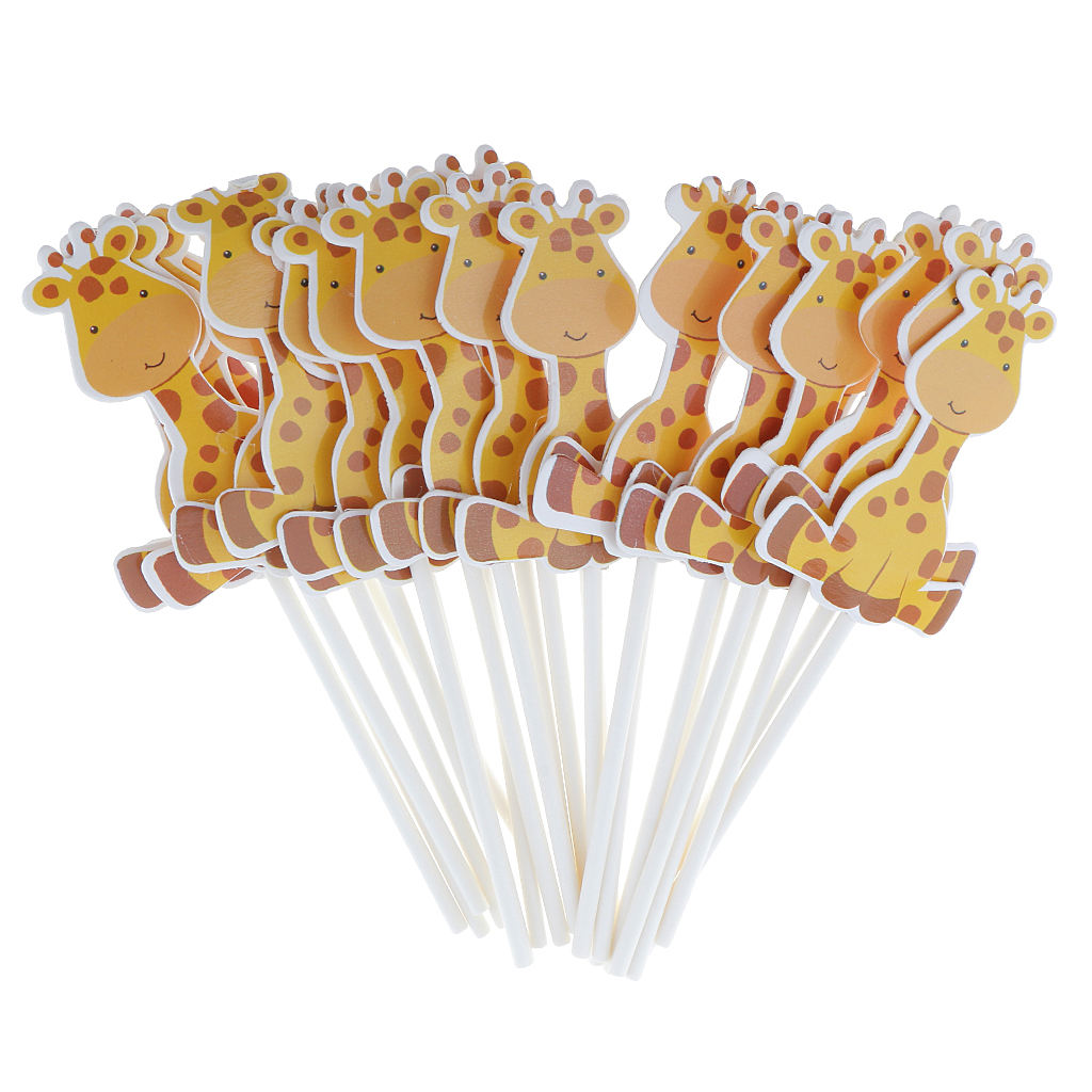 Pieces of 48 Lovely Giraffe Cake Cupcake Topper Birthday Party Baking