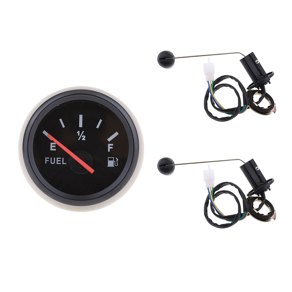 Boat Motorcycle Car 2" 52mm Fuel Level Gauge with 2PCS Sensors LED Display