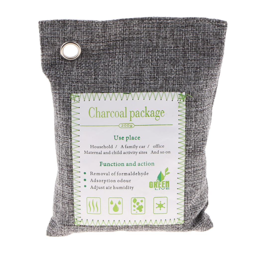 2pcs Bamboo Charcoal Natural Air Purifying Freshe Bag Odor Eliminator Gray