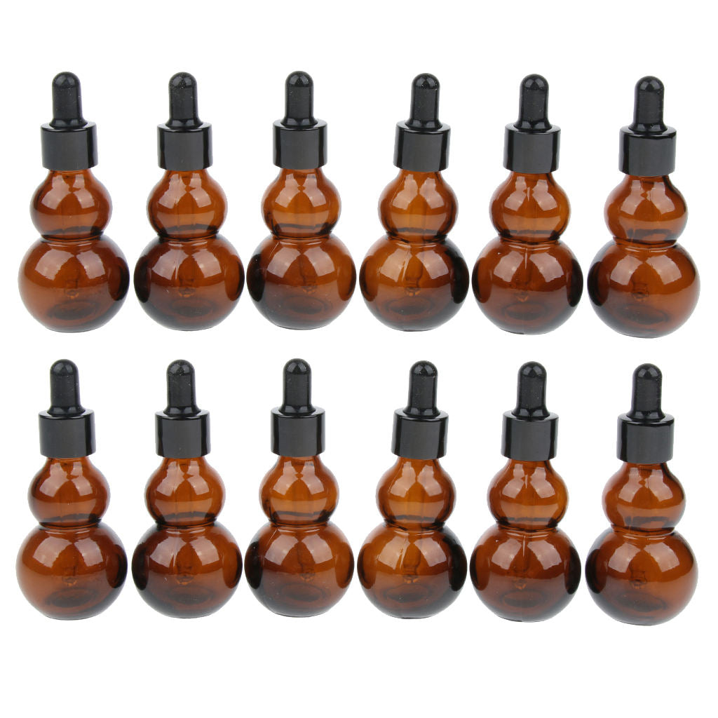 6 Pairs Gourd Glass Dropper Bottles For Essential Oil Makeup Liquid 30ml