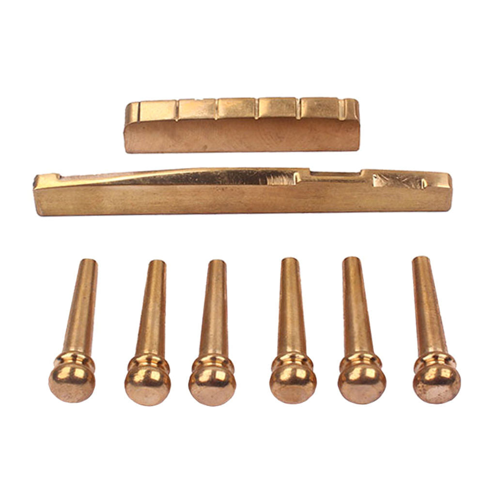 6PCS Guitar Brass Bridge Pins Saddle Nut Replacement for Acoustic Guitar