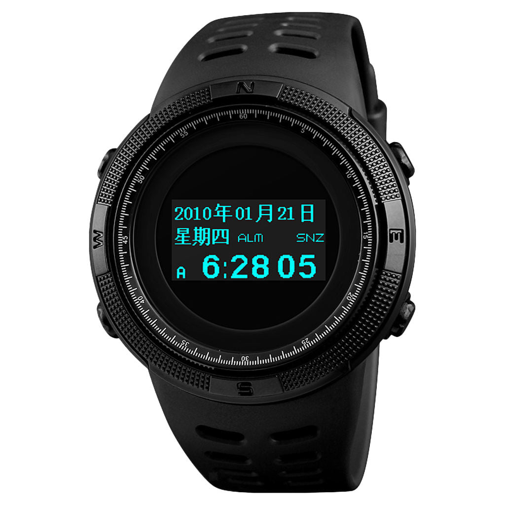 Men Digital Sport Watch Led Electronic Military WristWatch Waterproof  Black