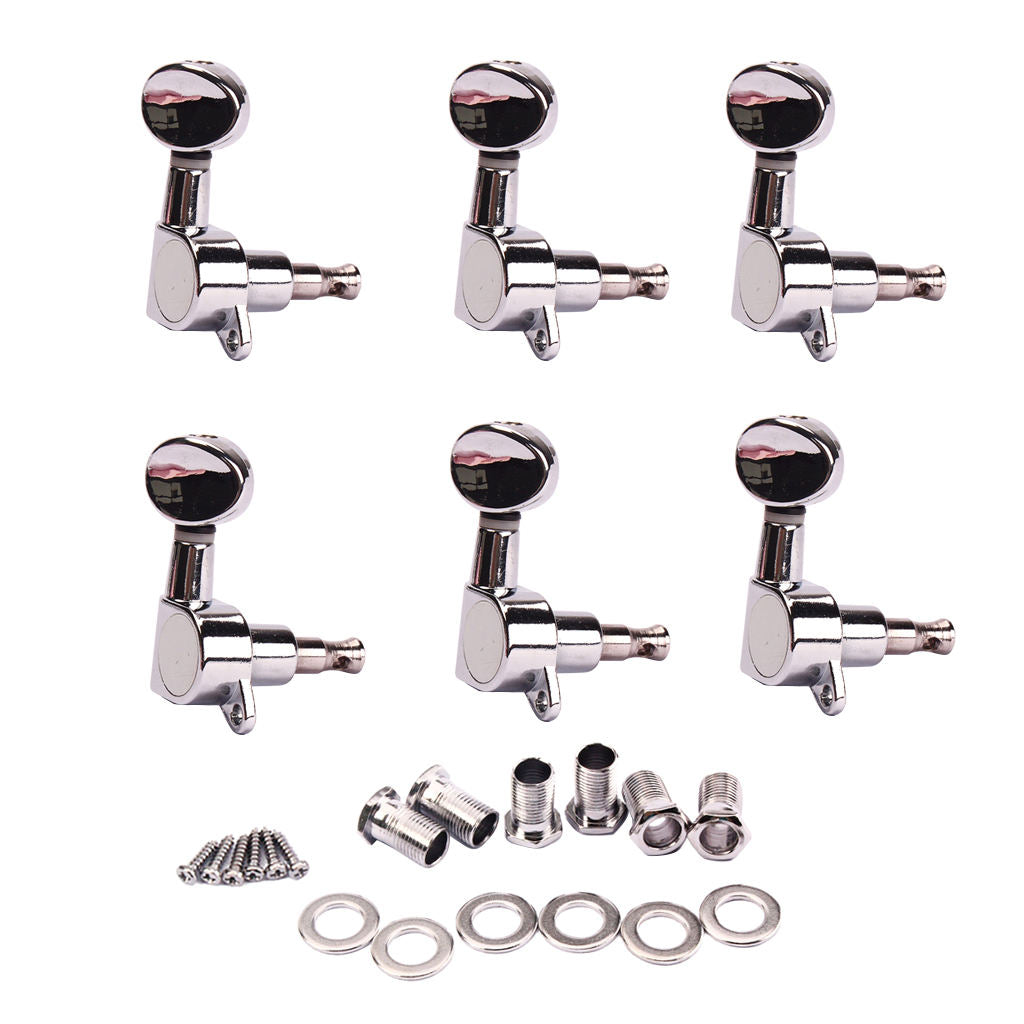 6Pcs Acoustic Guitar Tuning Pegs Machine Heads Tuning Keys Tuners 6R Chrome