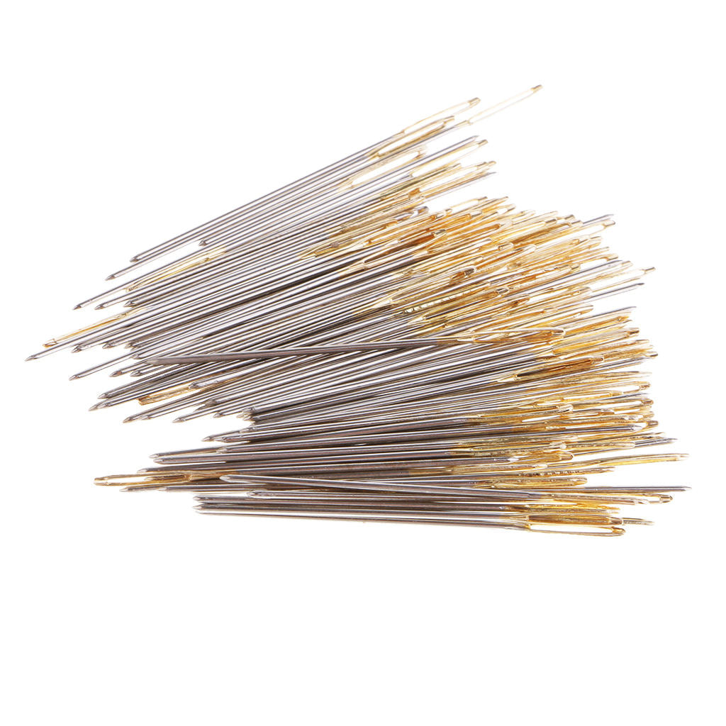 Pack of 100 Large-eye Sewing Needles Golden Tail Sewing Accessories 26# 34mm