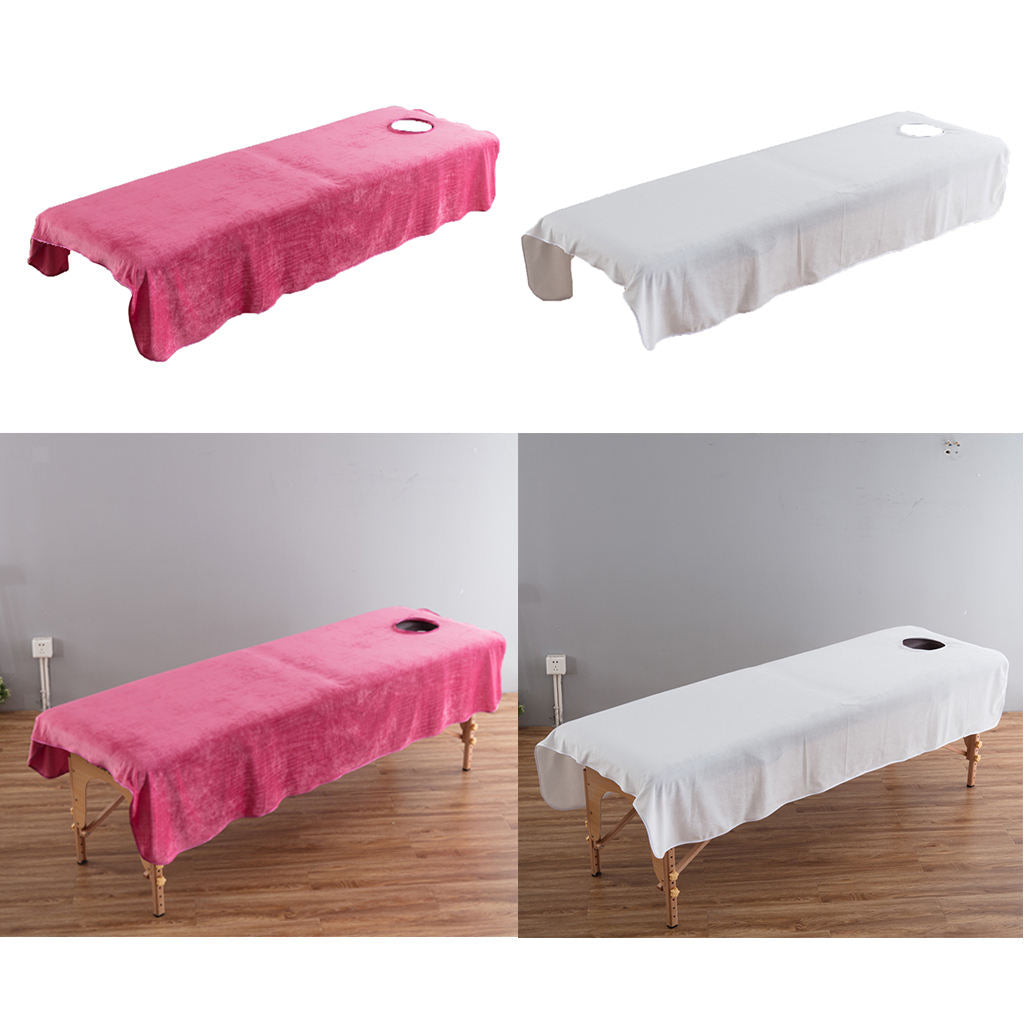 2pcs Soft Crystal Velvet Massage Bed Sheet Cover White Rose Red-120x190cm