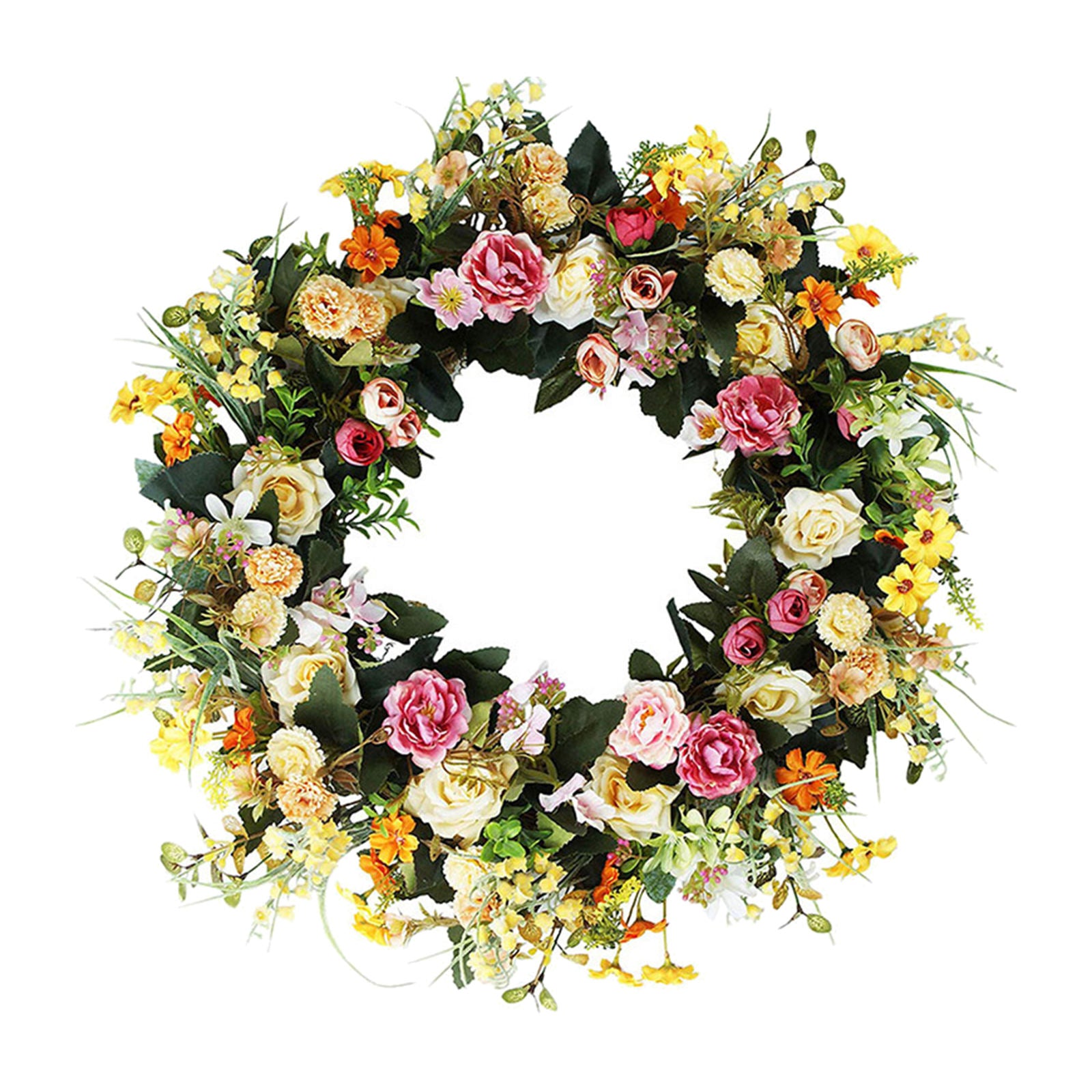 Door Wreath Rose Daisy Wild Flowers Garland Home Decor Window Party Wedding