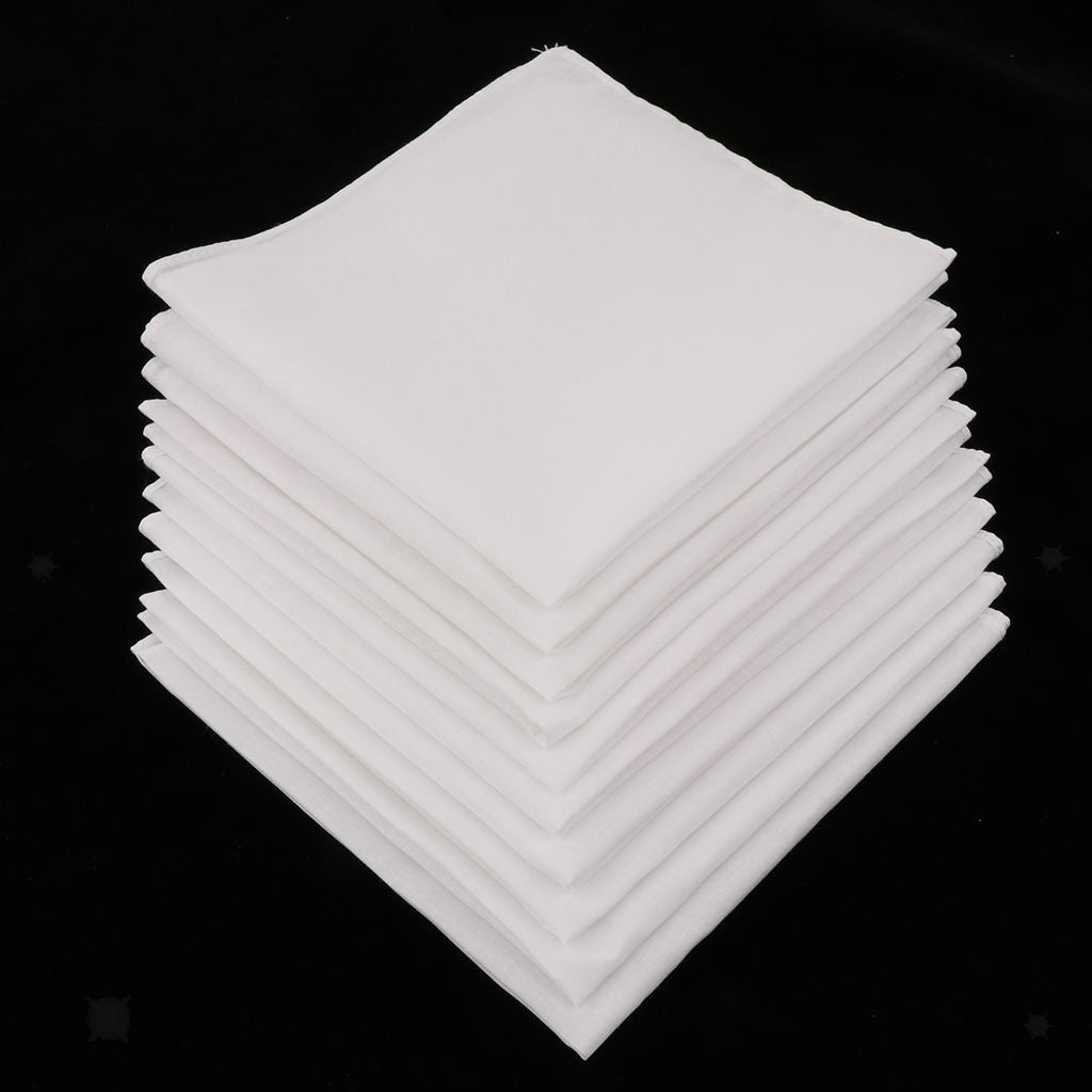 30x 100% Cotton Handkerchiefs Womens Soft Washable Pocket Square Hankie