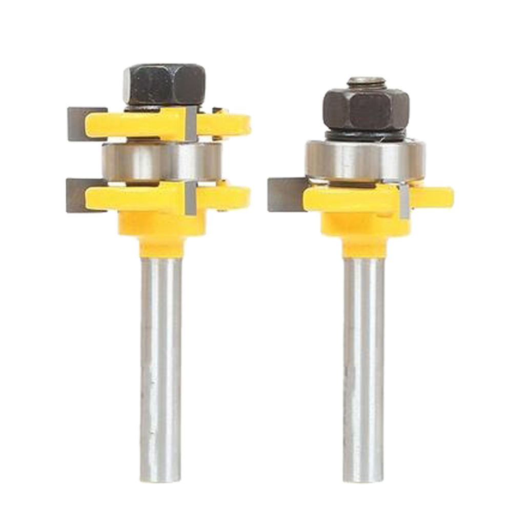 2pc T Shape Tongue And Groove Router Bit Set Wood Milling Cutter 8mm