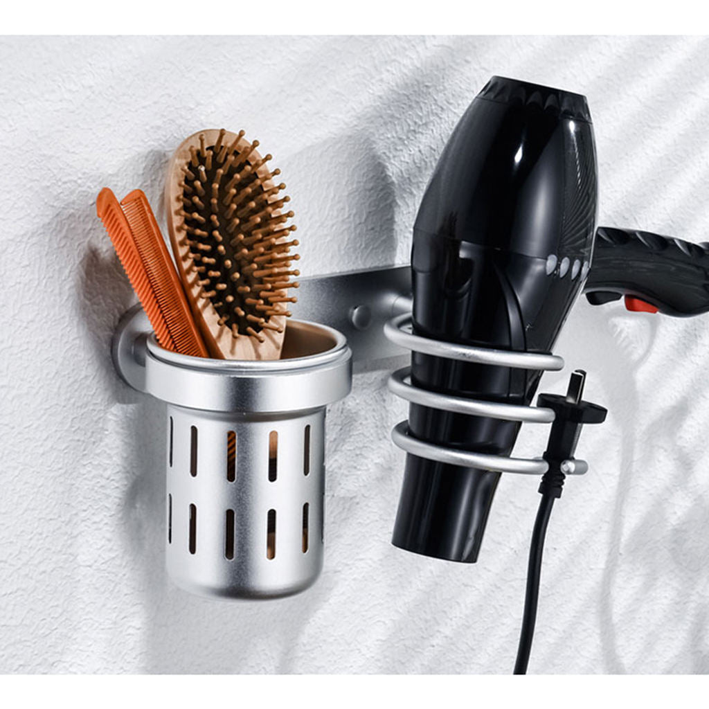 Aluminium Spiral Hair Dryer Rack Wall Mounted Bathroom Shelf Organizer B