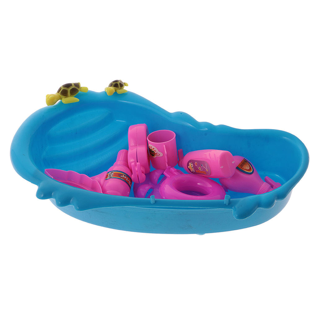 9Pcs Role Play Bathtub Set with Bath Supplies Toys Kids Bathtime for