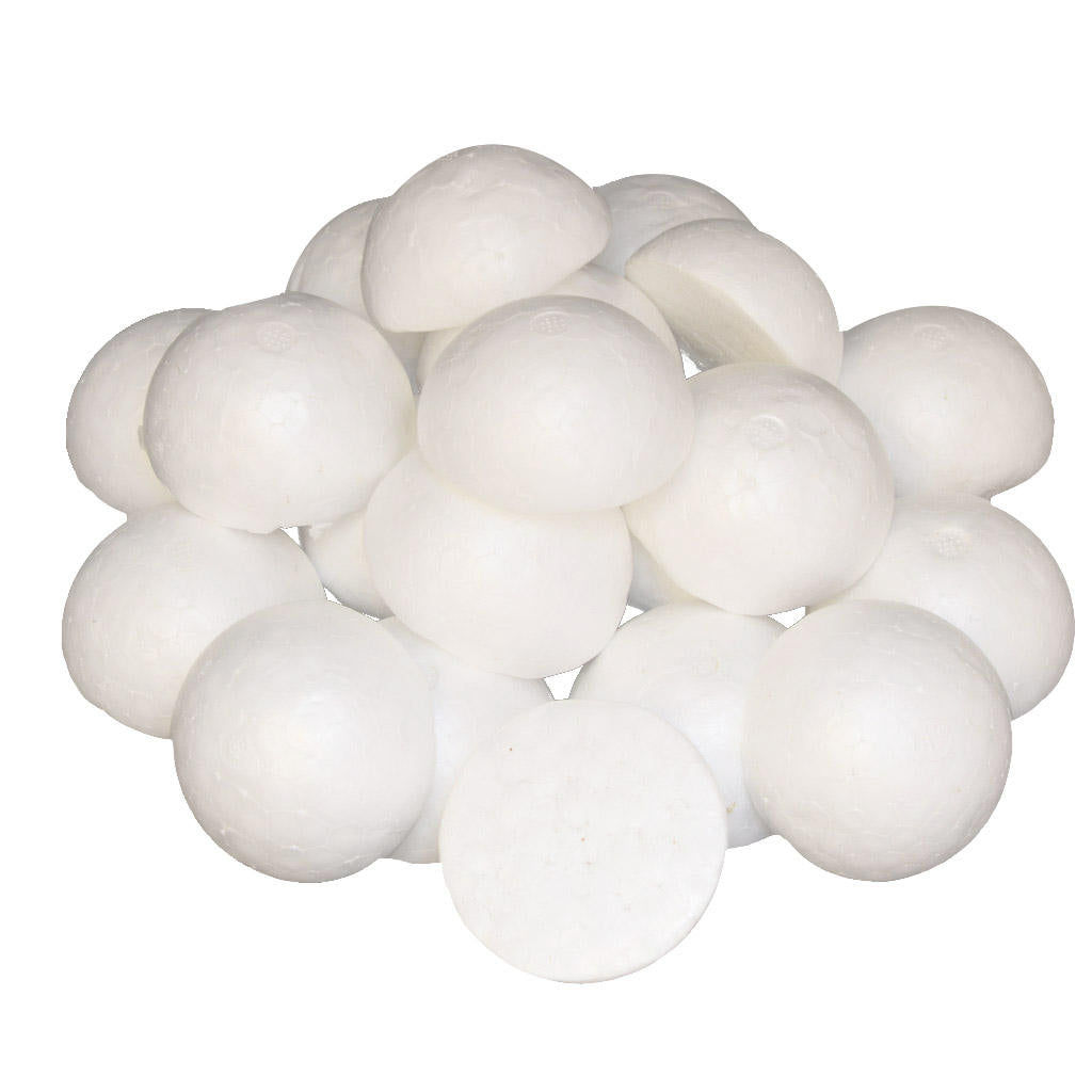 50 Hemisphere 60mm Smooth Polystyrene Craft Foam Balls for Arts & Crafts, Floral