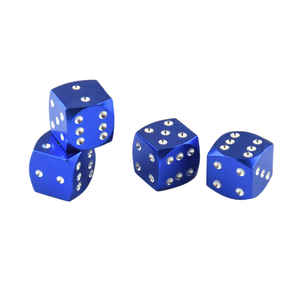 8 Pieces Dice Dust Valve Caps Novelty Fun Retro Auto Car-styling Blue