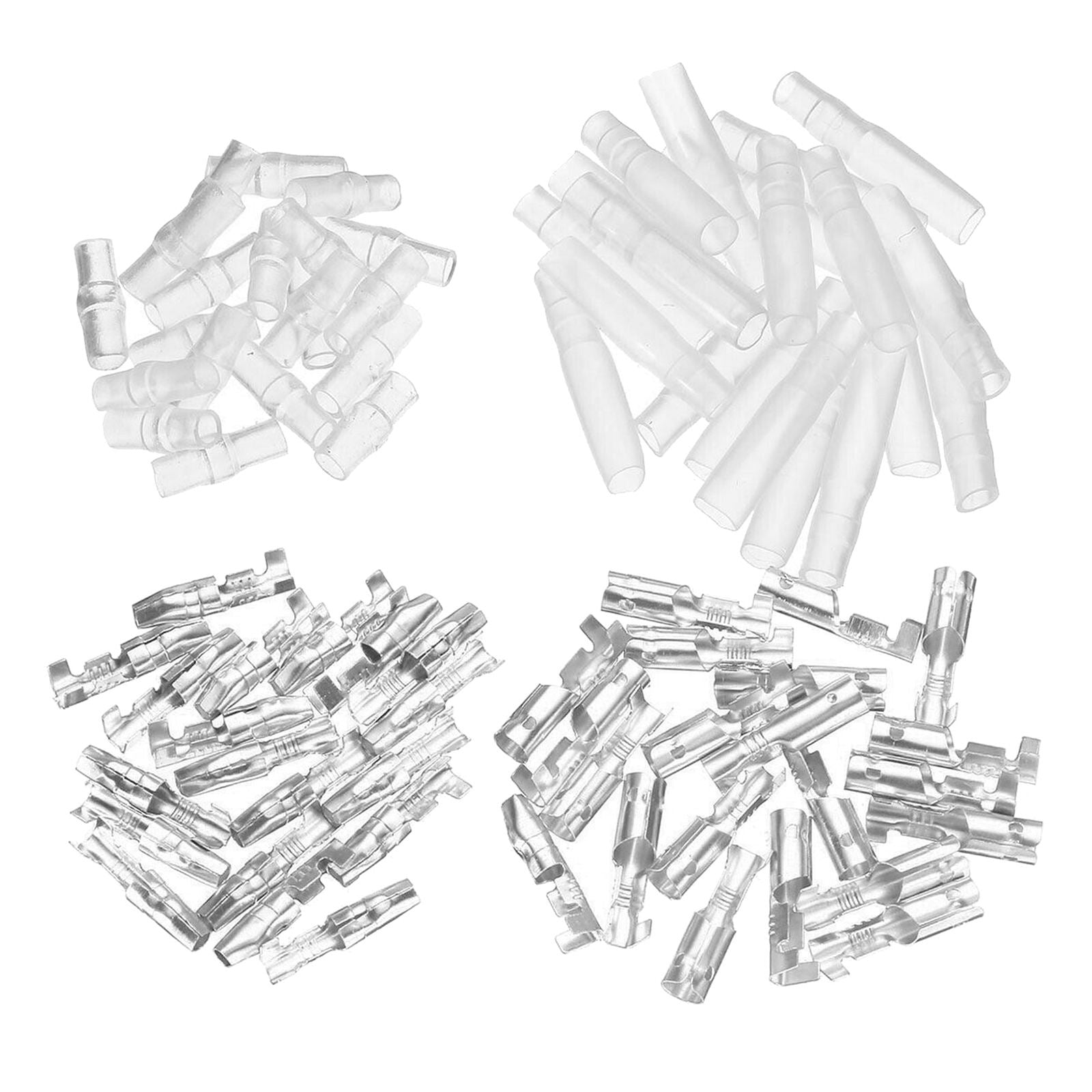 200x 4mm Male + Female  Terminals Wire Connector W/ Insulating Sleeves
