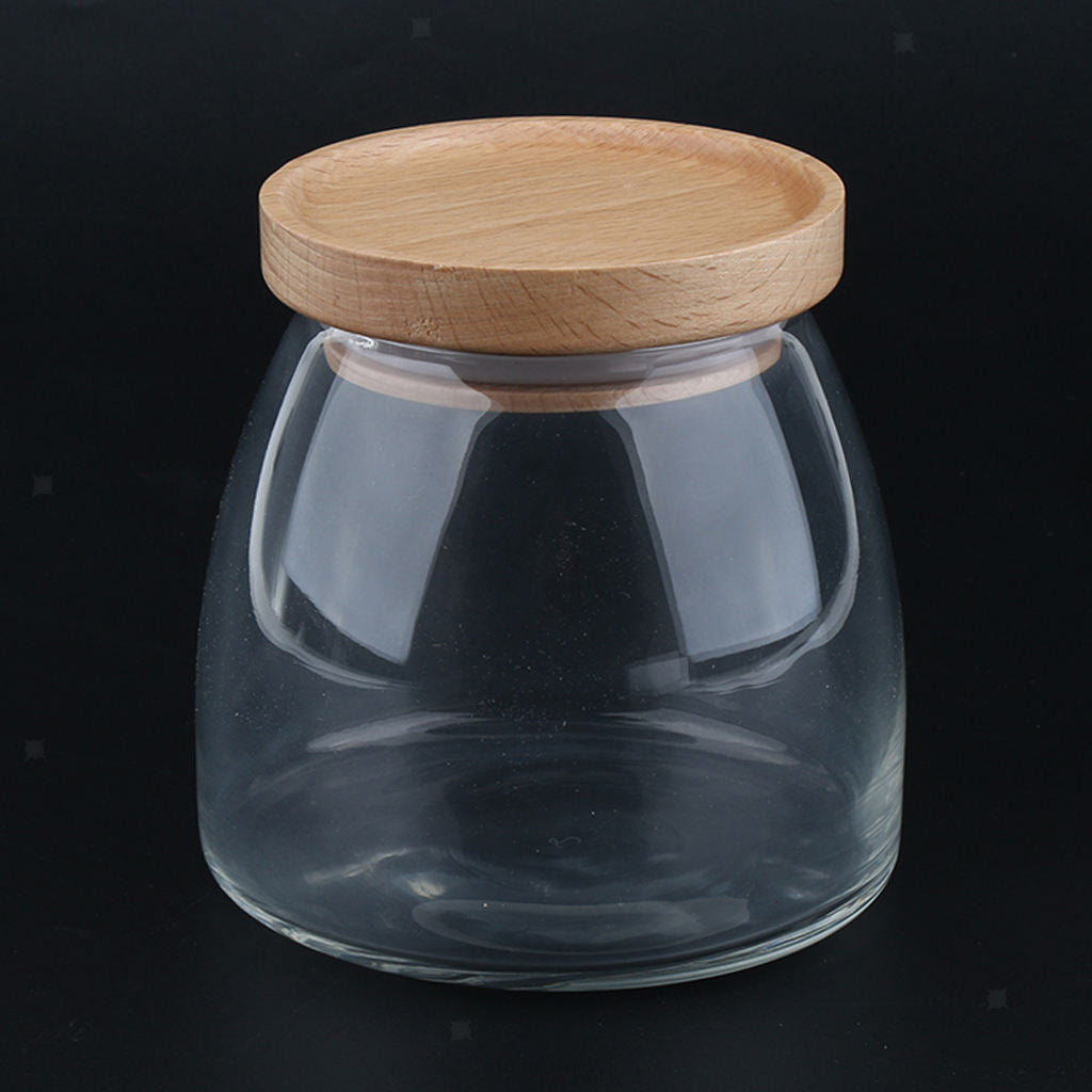 Food Storage Jar Canister with Beech Wooden Lid for Tea Coffee Spice 750ML