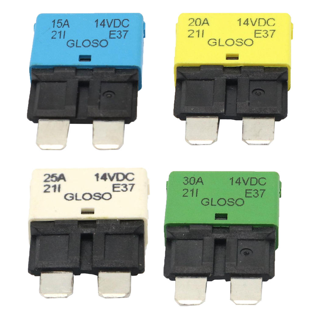 4Pack Blade Fuse Circuit Breaker Automatic Reset Marine 30A/25A/20A/15A