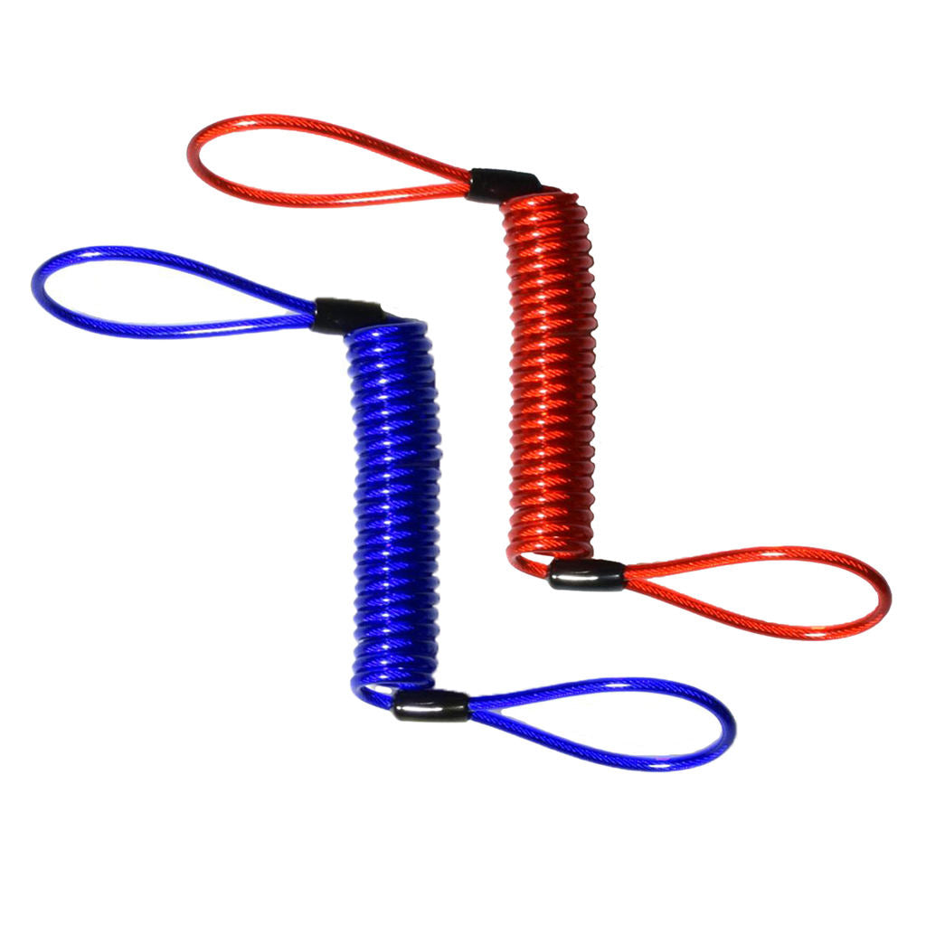 Blue+Red 150cm Alarm Disc Lock Security Spring Reminder Cable Motorcycle
