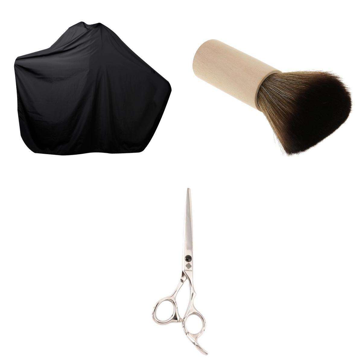 Salon Hair Cutting Scissors Shears + Neck Duster Brush +Barber Hair Cape