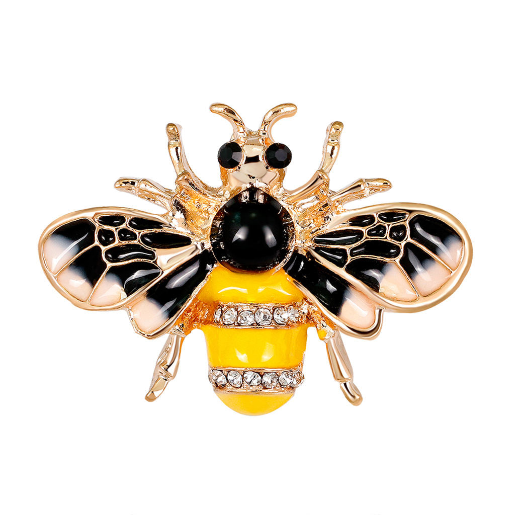 2 Pieces Rhinestone Crystal Enamel Insect Animal Honeybee Pin Corsage