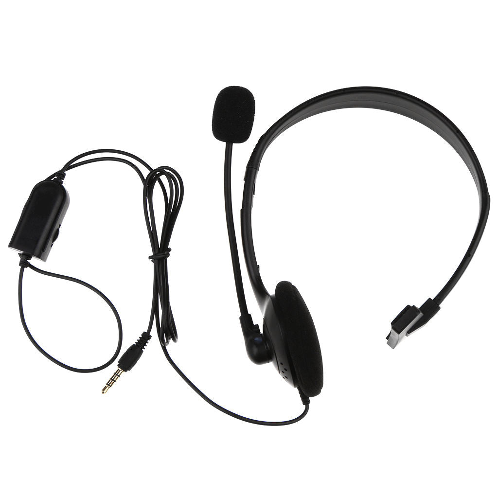 3.5mm Single Earpiece Stereo Headphone Headset with Mic for Video Games