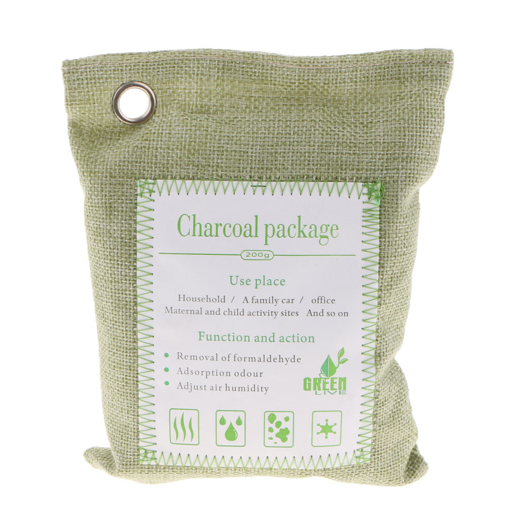 5 Piece Natural Bamboo Charcoal Air Purify/Fresh Odor Eliminator Bag Green