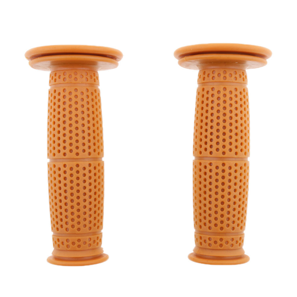 1 Pair 22/24mm Universal Motorcycle Retro Handlebar Grips Dark Yellow